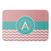 Koraal Teal Chevron Vierblad Badmat (Voorkant)