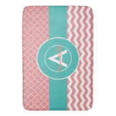 Koraal Teal Chevron Vierblad Badmat (Voorkant Verticaal)