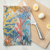 Koraal Teal Geel Oranje Strand Theedoek (Quarter Fold)