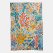 Koraal Teal Geel Oranje Strand Theedoek (Verticaal)