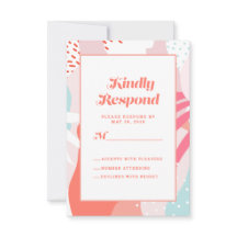 Koraal Teal Geometrische Artistieke |  Moderne Abs