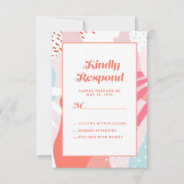 Koraal Teal Geometrische Artistieke | Moderne Abs RSVP Kaartje
