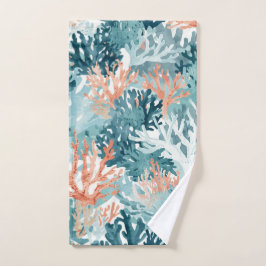 Koraal Teal Groen Oranje Strand Bad Handdoek