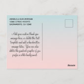 Koraal Teal Ombre Monogram Bedankt Briefkaart (Achterkant)