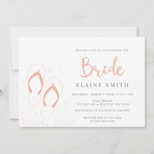 Koraal Teenslippers Zomer Strand Vrijgezellenfeest Kaart (Voorkant)