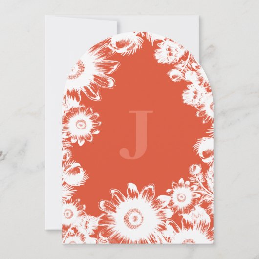 Koraal Terracotta Bloemen Bruiloft Kaart (Achterkant)
