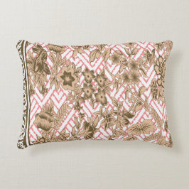 Koraal textiel ontwerp met ingewikkelde gouden pa accent kussen