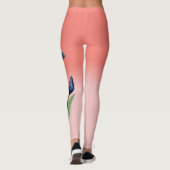 Koraal Theeroos Gradiënt met Blauwe Bloem Leggings (Achterkant)