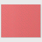 Koraal Tiny Golden Stars Verpakkingspapier Cadeaupapier (Vlak)