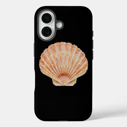 Koraal Toned Scallop Shell Black iPhone 16 Hoesje (Achterkant)