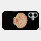 Koraal Toned Scallop Shell Black iPhone 16 Hoesje (Achterkant (horizontaal))