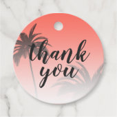 Koraal tropische palmboom Beach Dank je huwelijk Bedankjes Labels (Voorkant)