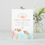 Koraal tropische vis oceaan bruiloft maaltijd opti informatiekaartje (Staand voorkant)