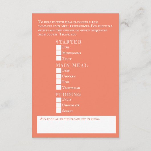 Koraal tropische vis oceaan bruiloft maaltijd opti informatiekaartje (Achterkant)