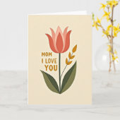 Koraal Tulp Moeders Liefde Kaart (Gele Bloem)