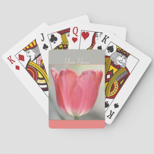 Koraal Tulpen Bloemig  Pokerkaarten (Achterkant)