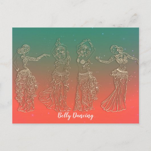 Koraal Turkoois Buikdansen Dansers Danslessen Briefkaart (Voorkant)