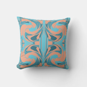 Koraal Turquoise Aqua Swirling Grote Tegel Mozaïek Kussen