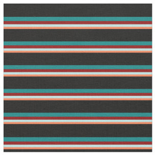 Koraal, Turquoise, donkerrood, Blauwgroen en zwart Stof