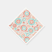 Koraal & Turquoise Doodle ZigZag Circles Abstract Servetten (Hoek)