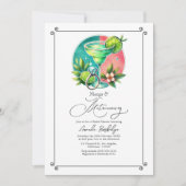 Koraal, Turquoise en Limoen Margs & Huwelijksbruid Kaart (Voorkant)