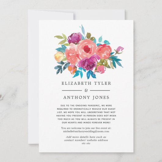 Koraal, Turquoise en Paarse Beperkte Gastenlijst Aankondiging (Voorkant)