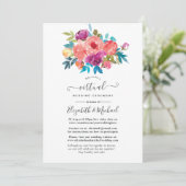 Koraal, Turquoise en Paarse Floral Virtual Wedding Kaart (Staand voorkant)