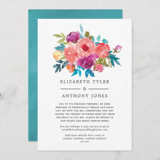 Koraal, Turquoise en Paarse lijst met verminderde  Aankondiging (Voorkant / Achterkant)