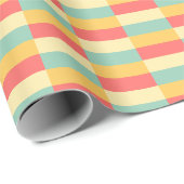 Koraal Turquoise Geel Boter Strepen Cadeaupapier (Rol Hoek)