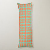 Koraal Turquoise Geruite Argyle Patroon Lichaamskussen (Achterkant (Verticaal))