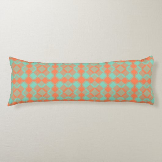 Koraal Turquoise Geruite Argyle Patroon Lichaamskussen (Voorkant)