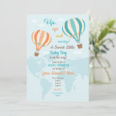 Koraal Turquoise Hete Luchtballon Uitnodiging (Staand voorkant)