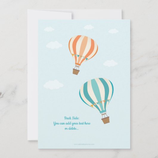 Koraal Turquoise Hete Luchtballon Uitnodiging (Achterkant)