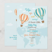 Koraal Turquoise Hete Luchtballon Uitnodiging (Voorkant / Achterkant)