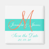 Koraal Turquoise Modern Save the Date Magneten (Voorkant)