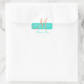 Koraal Turquoise Modern Wedding Dank u Stickers (Tas)