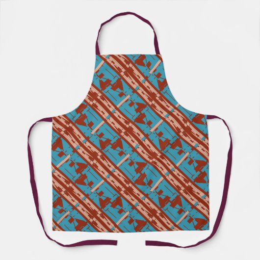 Koraal Turquoise Rust schuine mediterrane Tegel Schort (Voorkant)