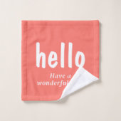 Koraal Turquoise White Sunshine Smile Typografie Bad Handdoek (Wasdoekje)