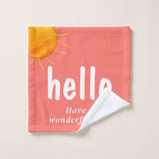 Koraal Turquoise White Sunshine Typografie Bad Handdoek (Wasdoekje)