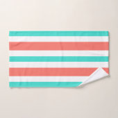 Koraal Turquoise Witte Strepen Bad Handdoek (Handdoek)