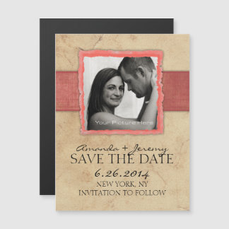 Koraal Verloving Rustische Vintage sparen de datum Magnetische Uitnodiging