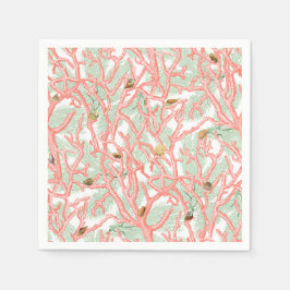  koraal vertakkingen met zeeshellingspatroon servet