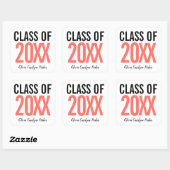 Koraal Vet Aangepast Afstuderen JAAR Vierkante Sticker (Vel)