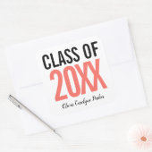 Koraal Vet Aangepast Afstuderen JAAR Vierkante Sticker (Envelop)