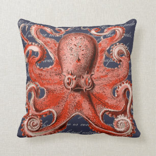 Koraal Vintage Octopus Nautilus Kussen