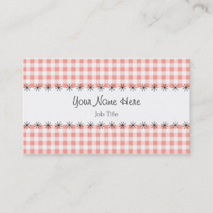 Koraal visitekaartje van Gingham stripe