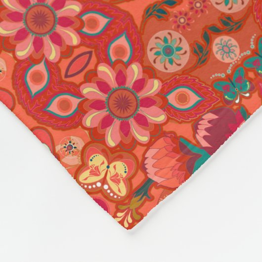 Koraal Vlinders & Blooms Fleece Deken (Hoek)