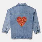 Koraal Vlinders & Blooms Hart Denim Jacket (Achterkant)