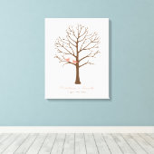 Koraal Vogels Bruine Vingerafdruk Boom Bruiloft Canvas Afdruk (Insitu (Houten vloer))