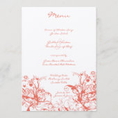 Koraal Vogels en Krullen Trouwmenu Menu (Voorkant)